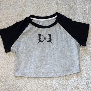 Romwe Butterfly Crop Top